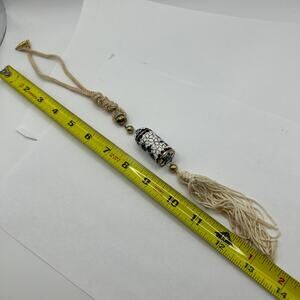 Cloisonné Cylinder That Opens Enamel Silk Cord Vintage 70s